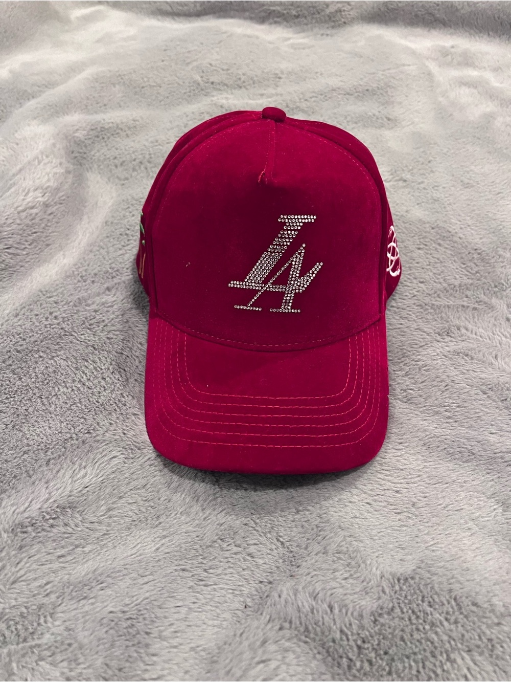 Reference Red Solid LA Logo SnapBack Velvet Adjustable One Size Men